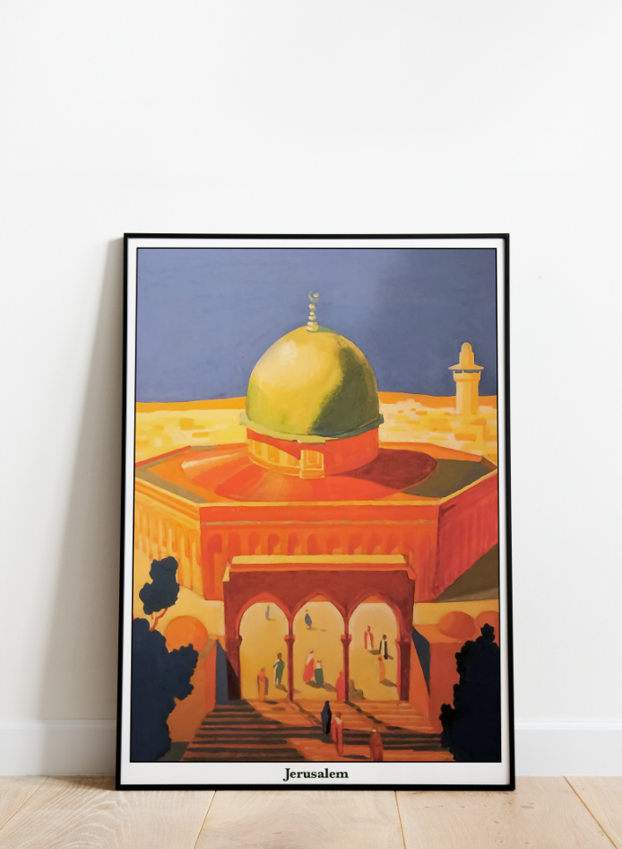 Jerusalem Vintage Poster I Holy Land Poster Dome of the Rock Wall Art